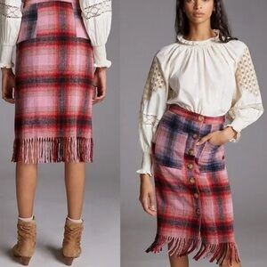 Maeve plaid fringe skirt